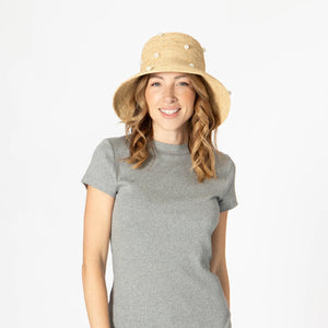 San Diego Hat Co. | Perla - Crochet Raffia Bell Bucket Hat