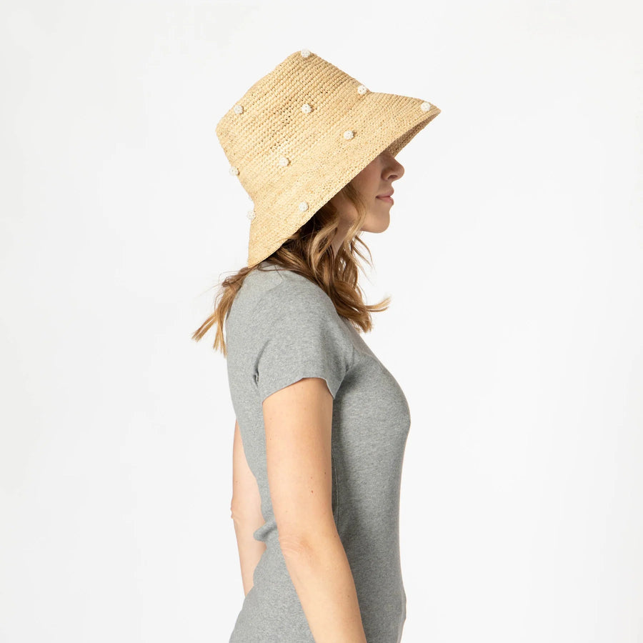 San Diego Hat Co. | Perla - Crochet Raffia Bell Bucket Hat