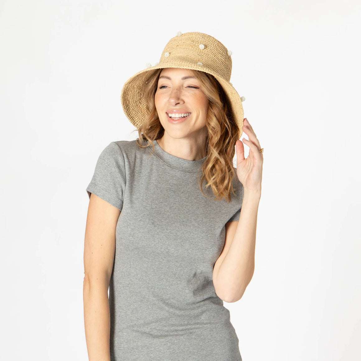 San Diego Hat Co. | Perla - Crochet Raffia Bell Bucket Hat