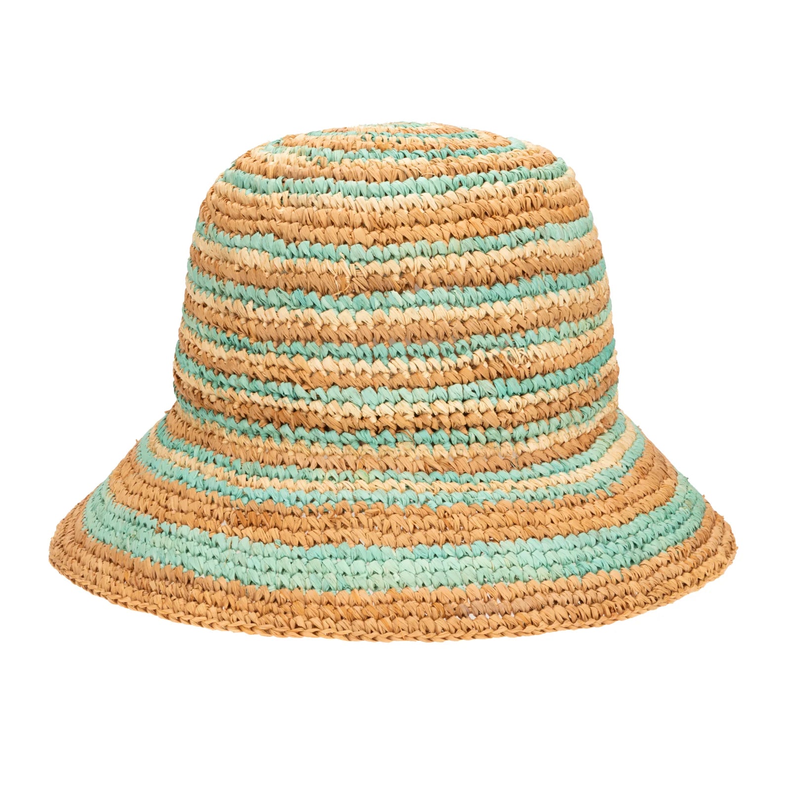 Daisy - Women's Crochet Raffia Mixed Stripe Bucket Hat