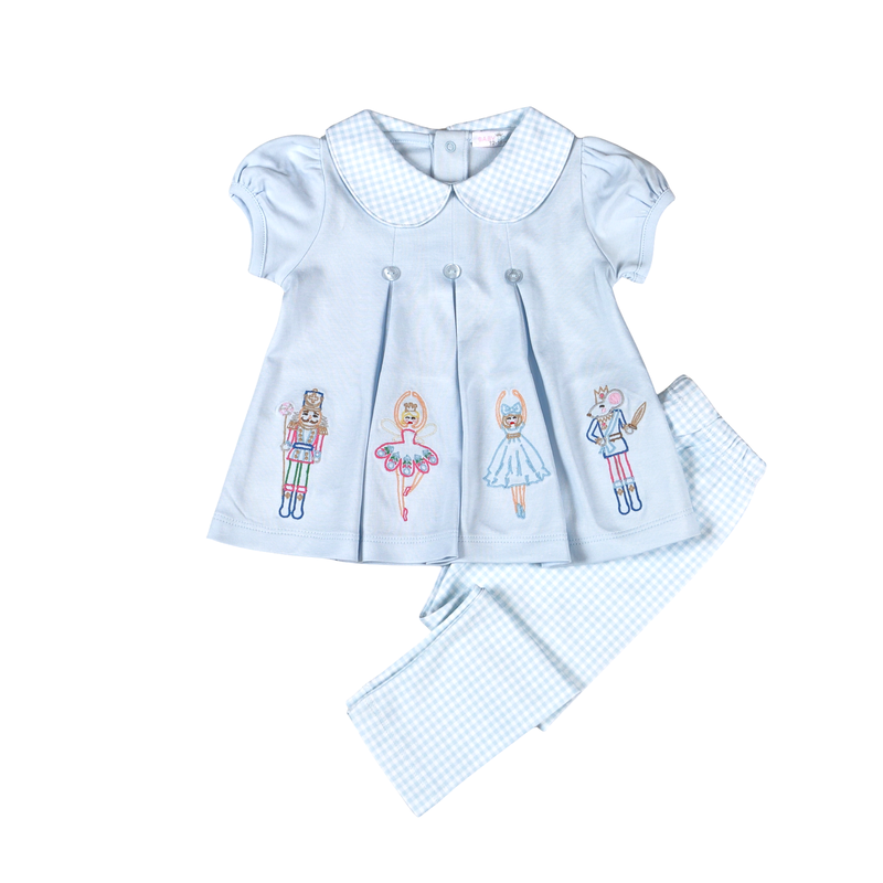 Blue Nutcracker Pima Scallop Collar Top Set
