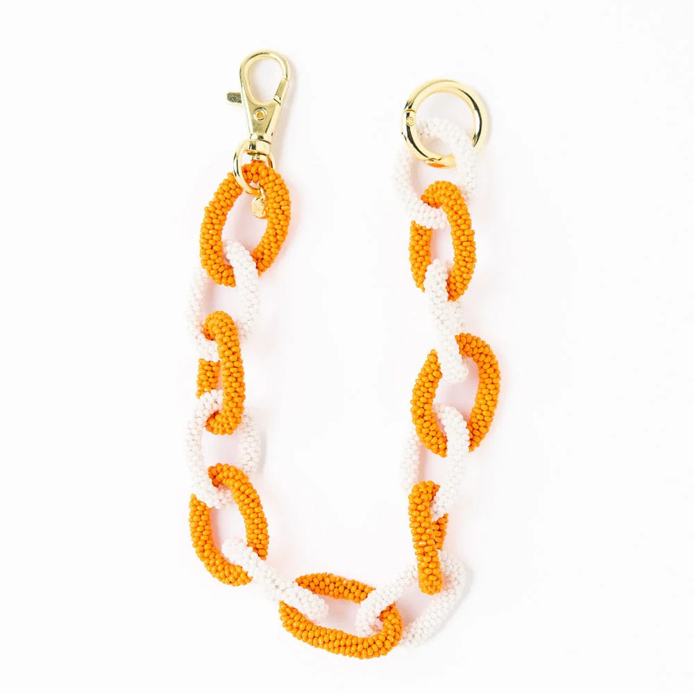 INK + ALLOY | Game Day Beaded Bag Chain Orange + White