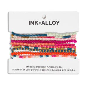INK + ALLOY | Sage Mixed Stripe Beaded 10 Strand Bracelets