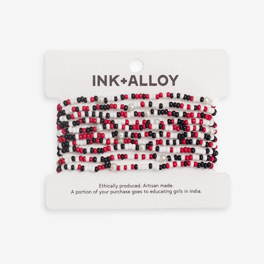 INK + ALLOY | Sage Gameday Confetti Beaded Stretch Bracelets - Red + Black