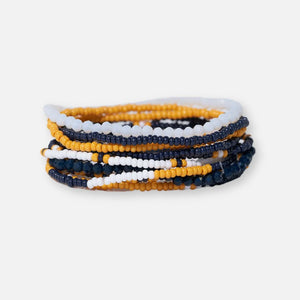 INK + ALLOY | Game Day Color Block Beaded 10 Strand Stretch Bracelets Navy and Yellow
