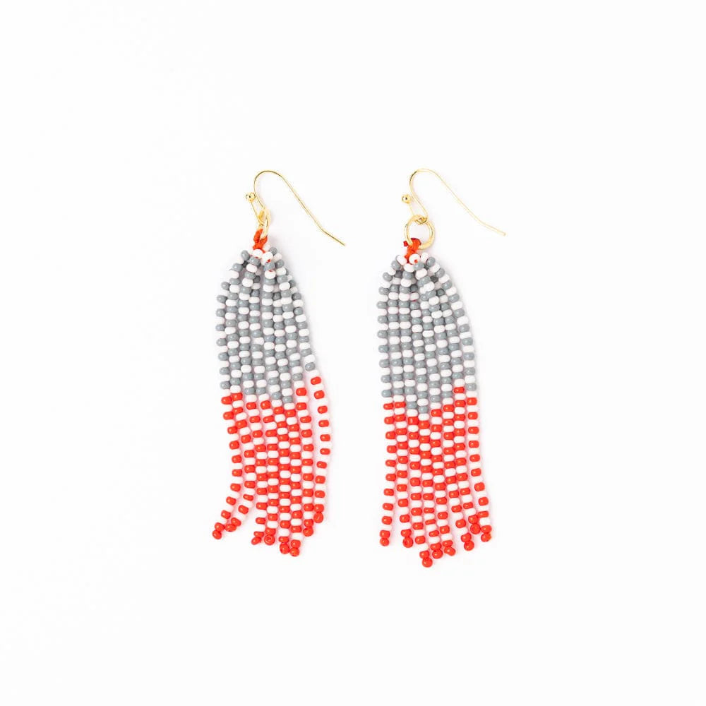 INK + ALLOY | Game Day Tassel Seed Bead Earrings Scarlet + Gray