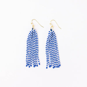 INK + ALLOY | Game Day Tassel Seed Bead Earrings Blue + White