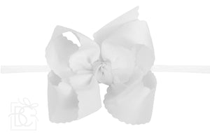 Pantyhose Headband with 5.5" XL Scalloped Edge Bow