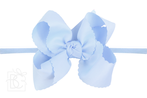 Pantyhose Headband with 5.5" XL Scalloped Edge Bow
