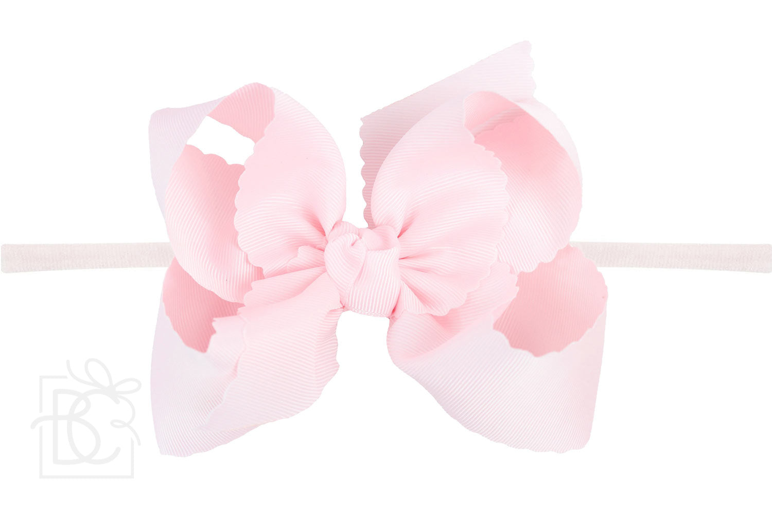 Pantyhose Headband with 4.5" Large Scalloped Edge Bow