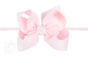 Pantyhose Headband with 5.5" XL Scalloped Edge Bow