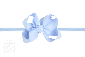 Pantyhose Headband with 3.5" Medium Scalloped Edge Bow