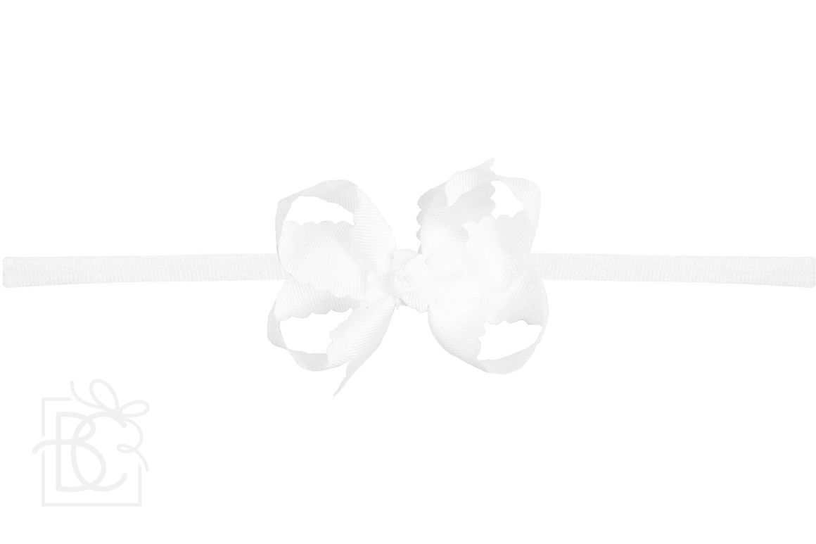 Pantyhose Headband with 3.5" Medium Scalloped Edge Bow