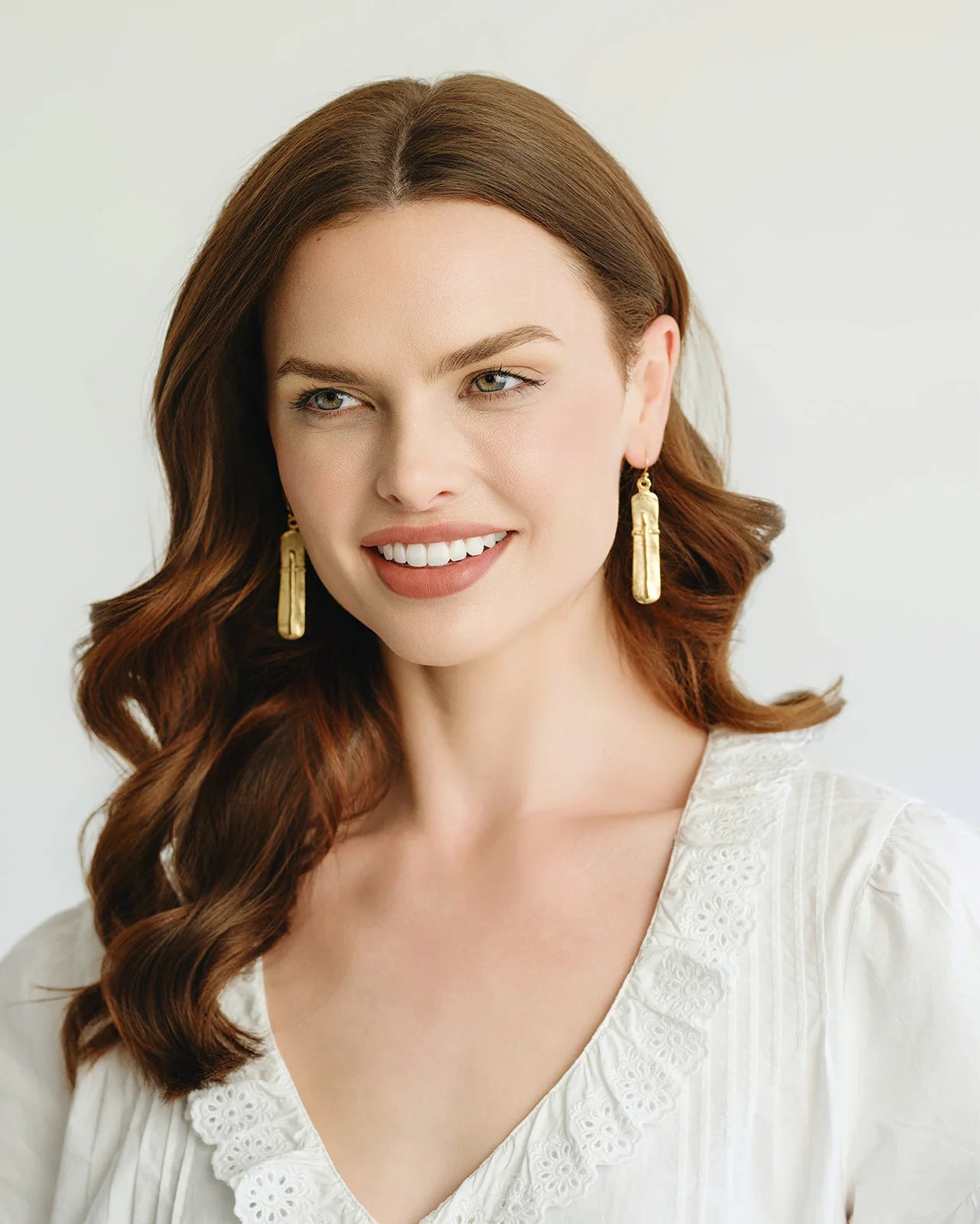 Gold Bar Cross Earrings