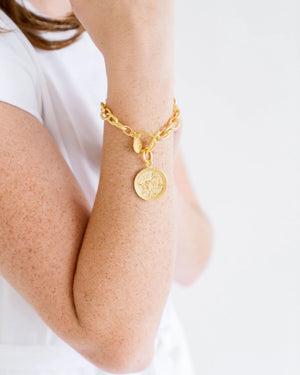 Susan Shaw | Blue Willow Plate Gold Toggle Bracelet