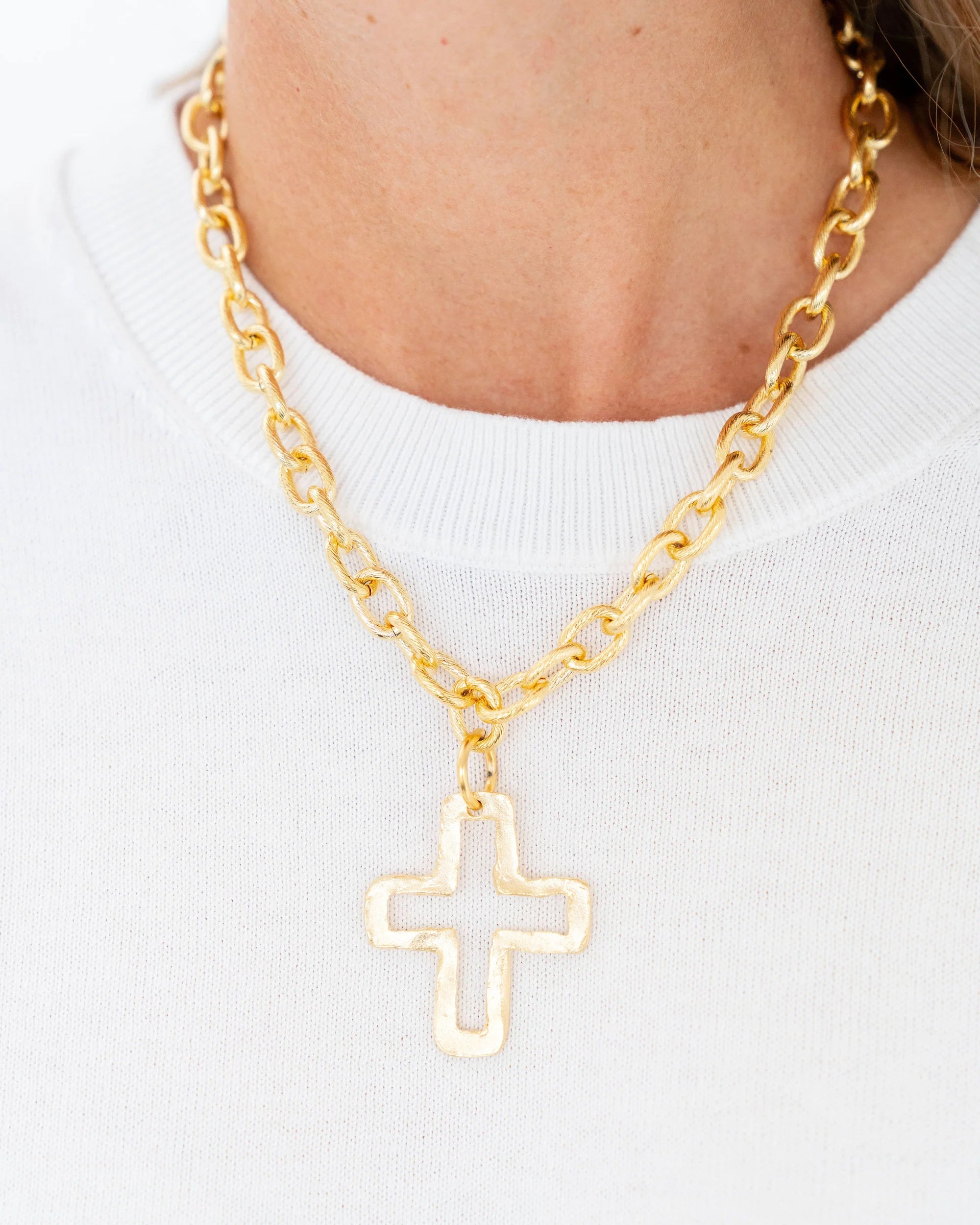 Gold Open Cross Necklace Open Cross Necklace Open Cross Necklace