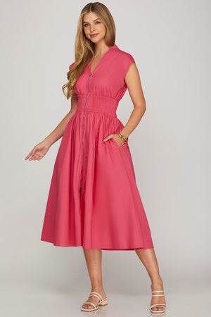 Lindsay Pink Midi Dress