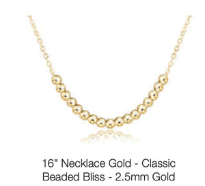 16" Necklace Gold - Classic Beaded Bliss - 2.5mm Gold