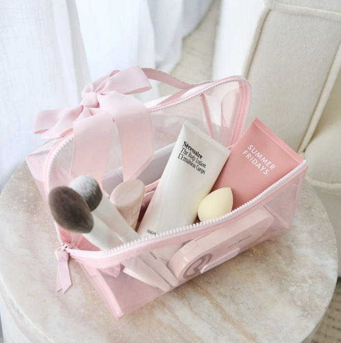 Jelly Cosmetic Bag-Ballet Pink Bow