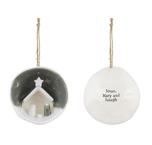 Twos Company | Nativity Half Circle Porcelain Ornament in Gift Box