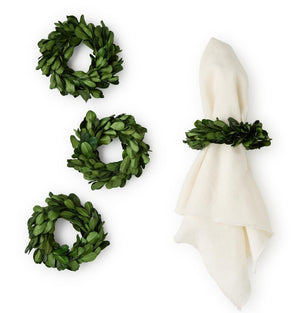 Twos Company | Boxwood Wreath Napkin Rings Set of 4