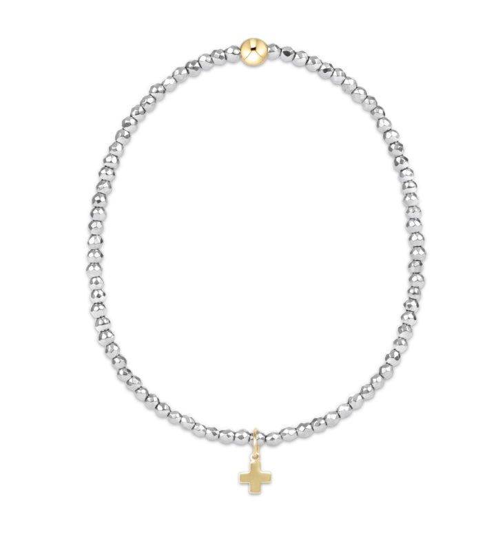 eNewton | Silver Faceted Hematite Signature 2mm Bracelet