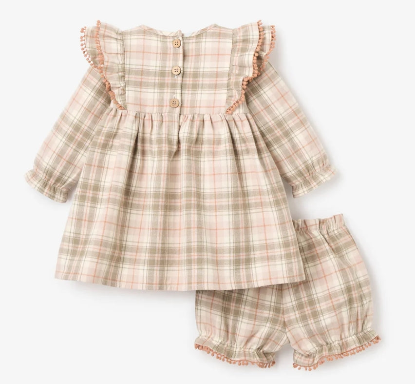Elegant Baby | Plaid Ruffle Shoulder Dress