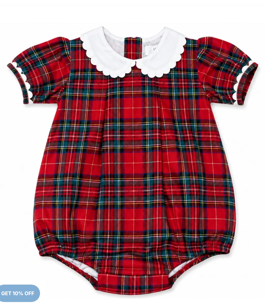 Mia Red Plaid Scalloped Collar Bubble