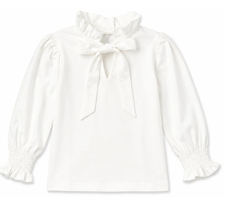 Lynn Knit Ruffle Collar Tie Back Shirt