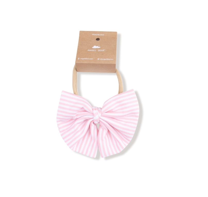 Angel Dear | Pink Powder Stripe Big Bow on Soft Headband