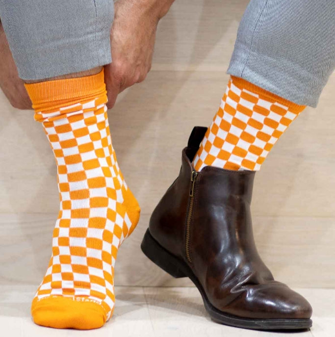 Royal Standard | Men's Checkerboard Socks - Orange / White