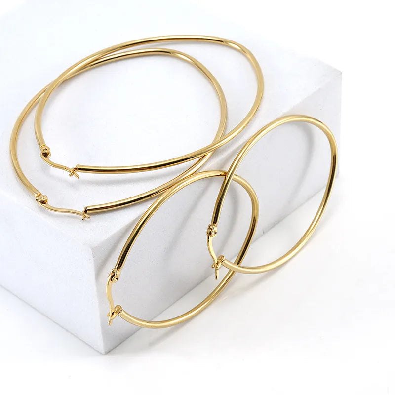 Sophia Gold Hoop, Oval & Hexagon Earrings