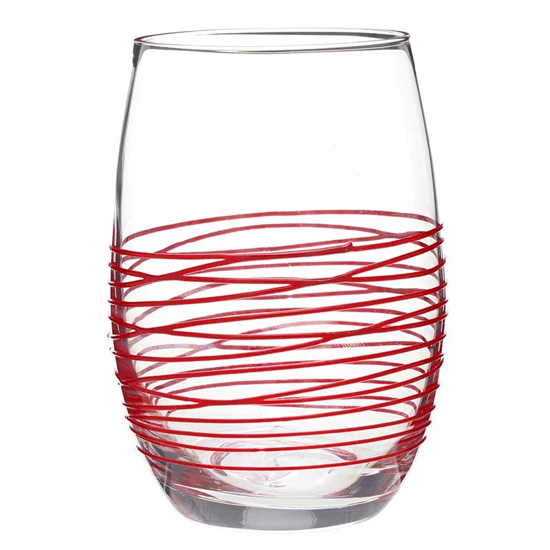 TEXTURED SPUN RED STEMLESS WINE GLASS