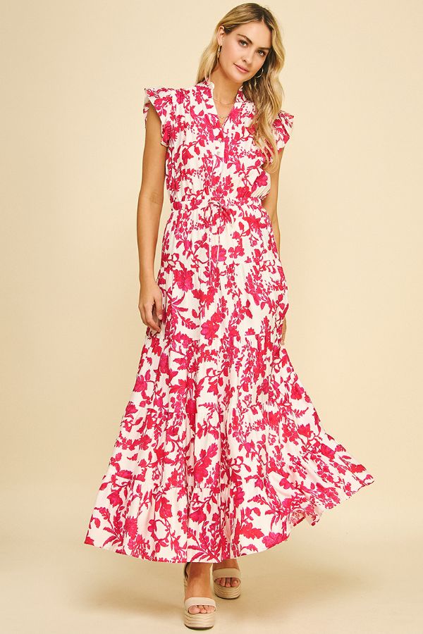 Deep Pink Tiered Maxi Elini Dress