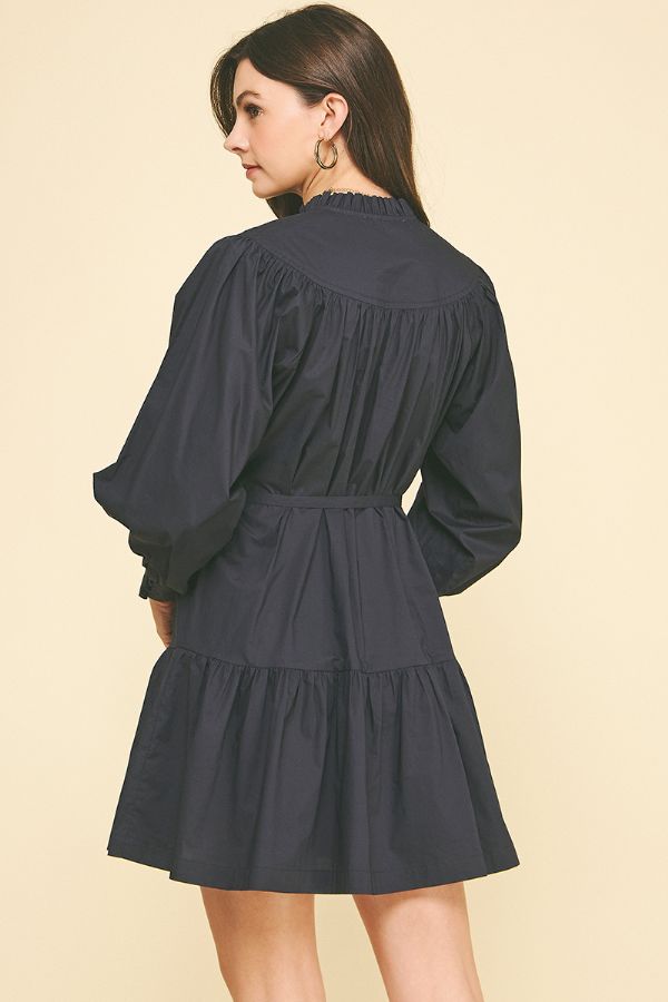 Mock Neck Button Down Mini Dress