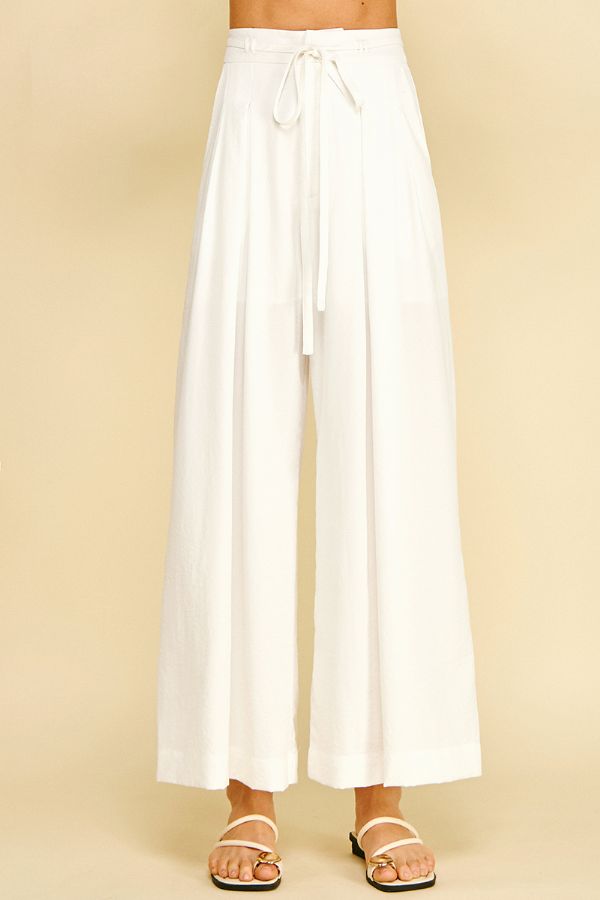 Clemence Pleated White Pants