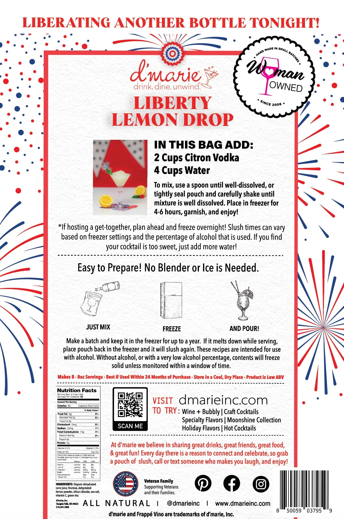 Liberty Lemon Drop Ready to Freeze Drink Pouch