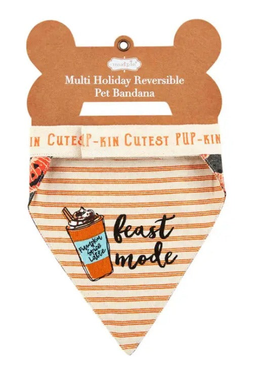 MudPie | Reversible Holiday Dog Bandana - Feast Mode