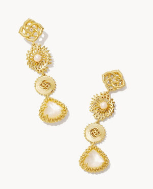 Kendra Scott | Brielle Linear Drop Gold + Mother of Pearl Earrings