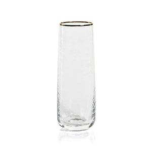 Zodax Negroni Hammered with Gold Rim - Stemless Champagne Flute