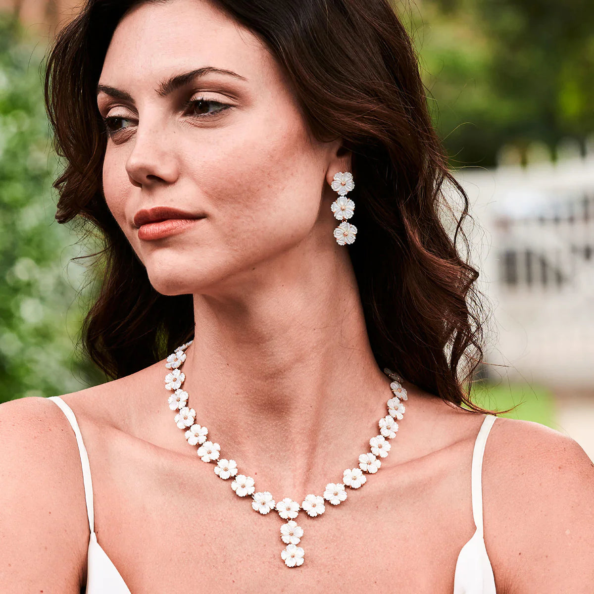 Mermaid Garden Petite Linear Earrings - Mother of Pearl