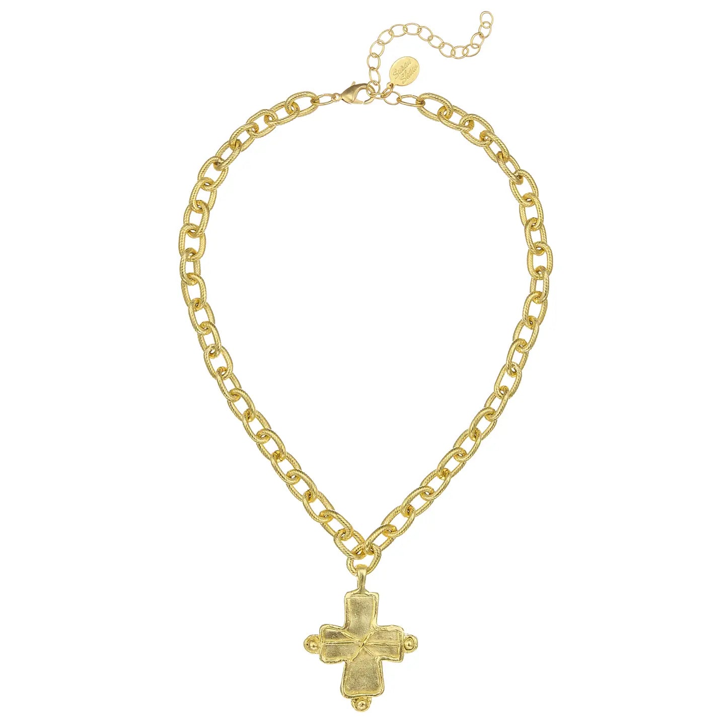 Susan Shaw | Handcast Gold Criss Cross Cross on Chain Necklace