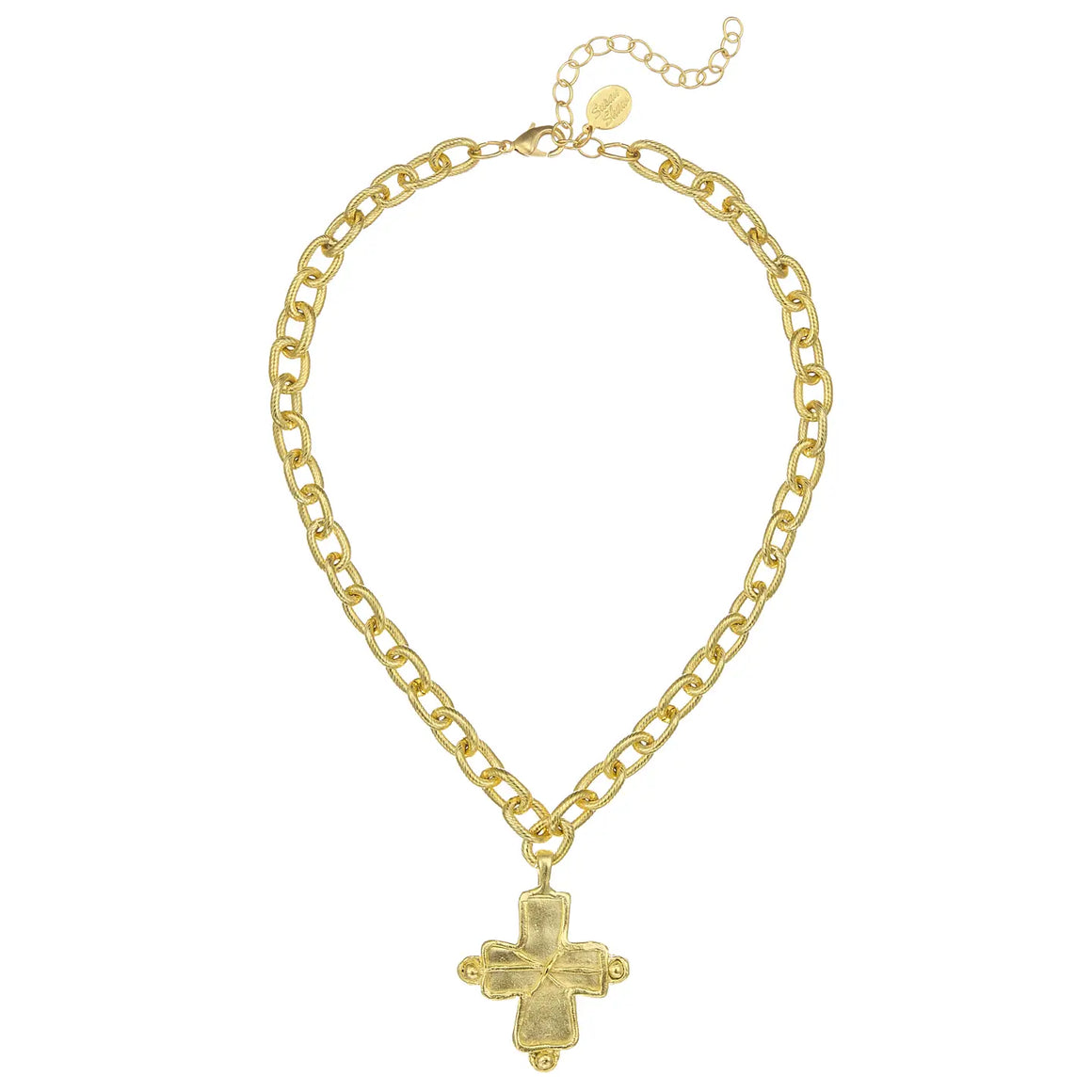 Susan Shaw | Handcast Gold Criss Cross Cross on Chain Necklace