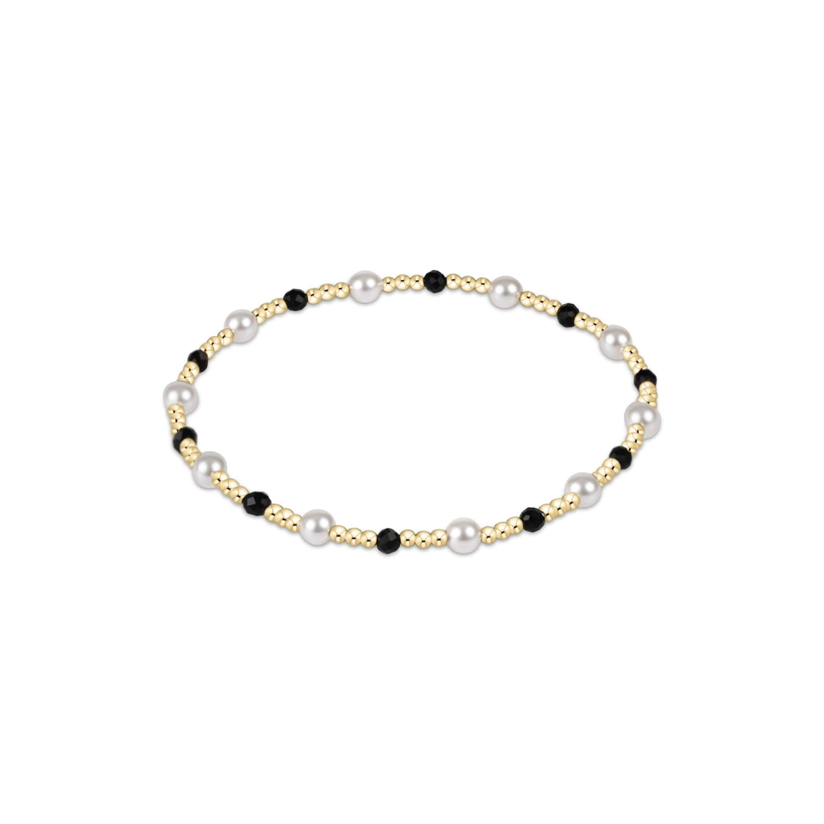 eNewton |  Gemstone Gold Pearl Sincerity Pattern 3mm Bead Bracelet -Gemstones