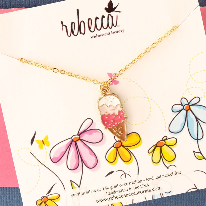 Pink Ice Cream Enamel Charm Necklace