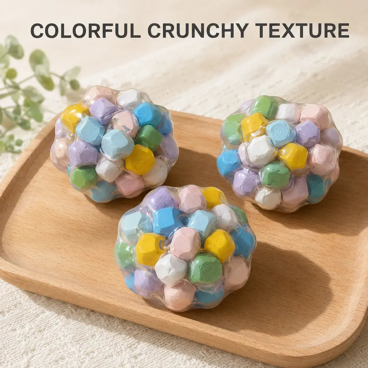 Rainbow Wooden Block Crunchy Squishy Ball