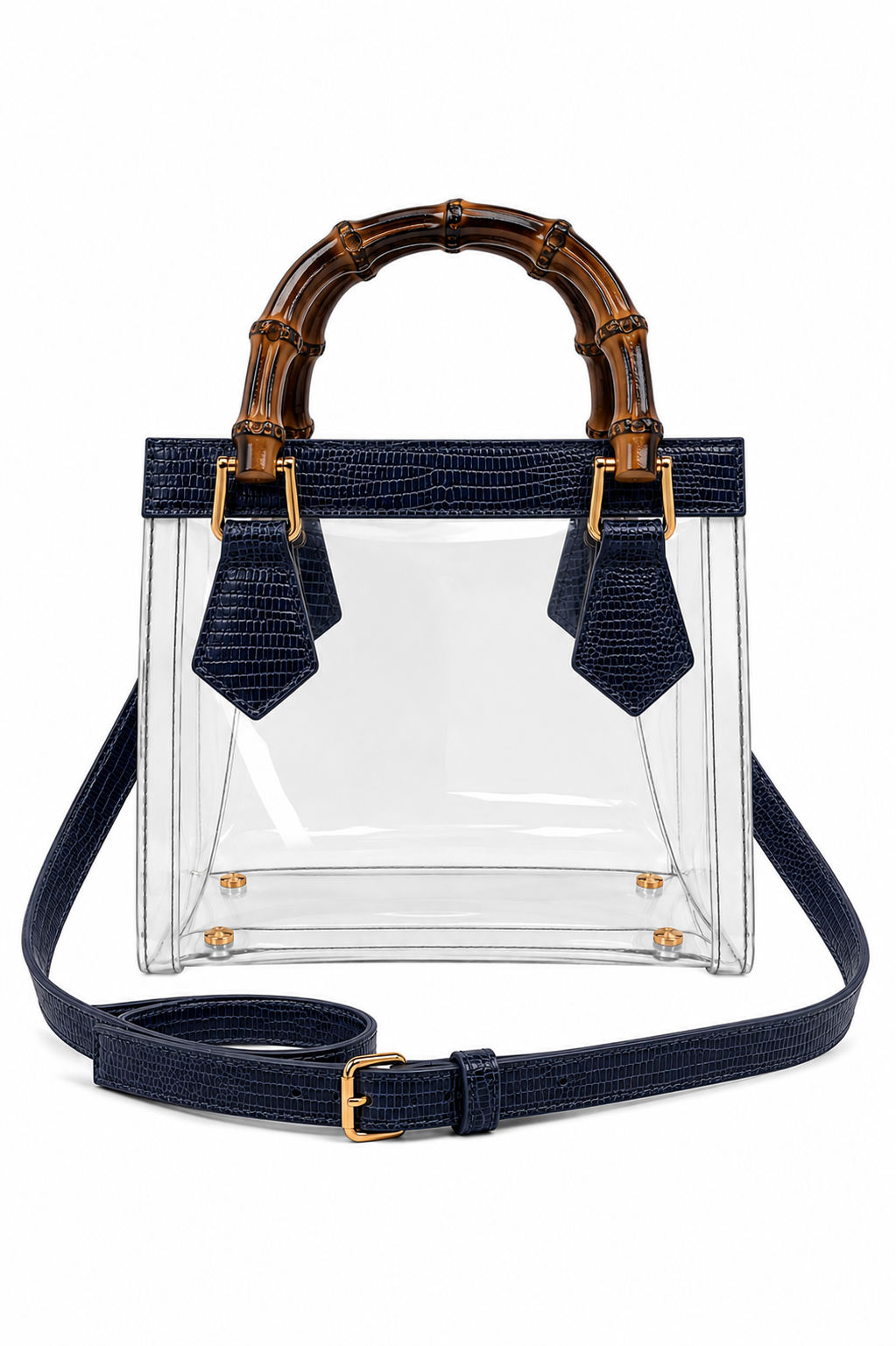 Jules Bamboo Handle Clear Handbag