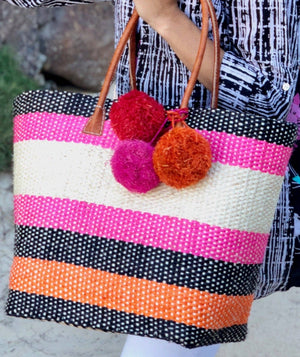 Pompoms Solid Color Single Raffia Poufs Charm