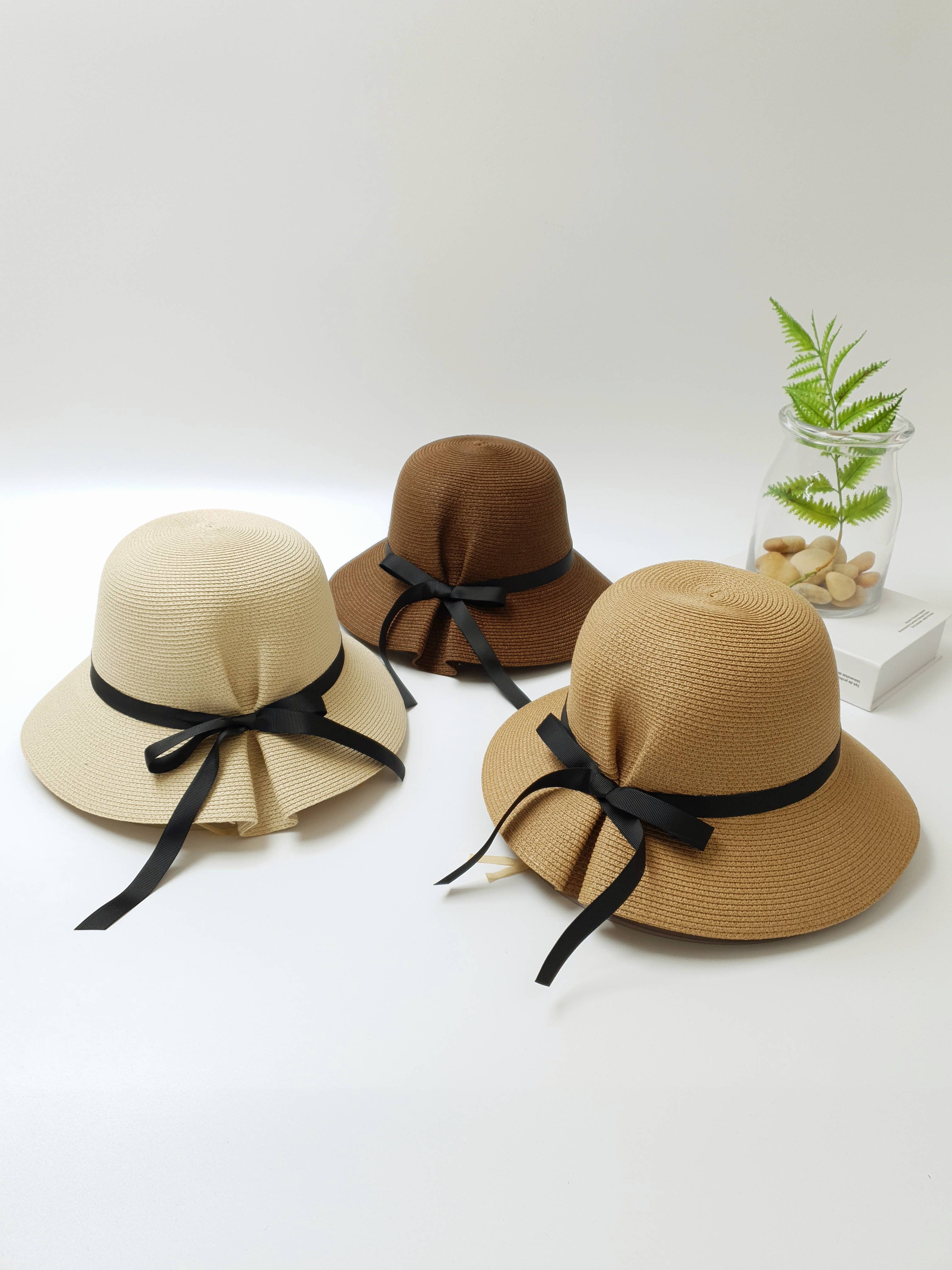 Sarah Wide Brim Beach Hat with Ribbon