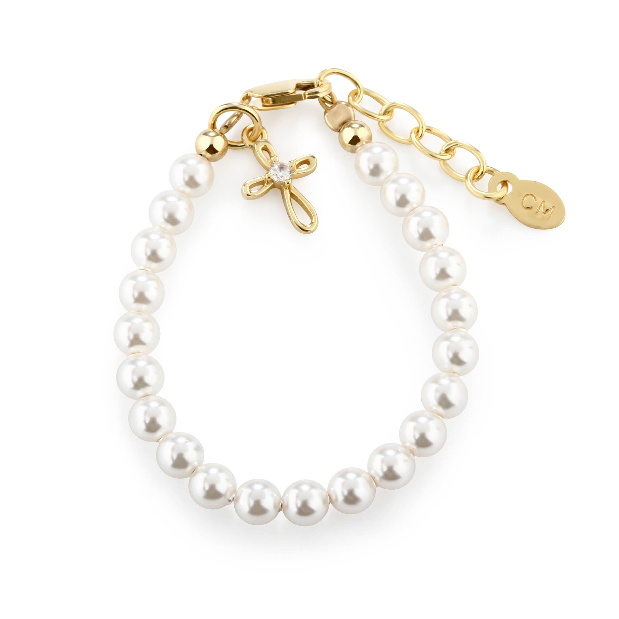 Jayde Girls 14k Gold Plated Baptism Cross Bracelet